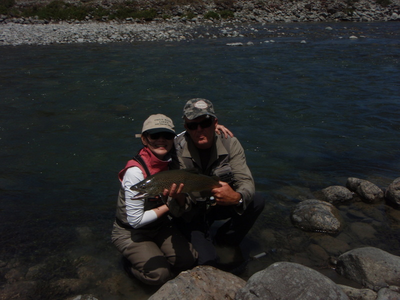 Another successful catch on a day's guided trout fishing in New Zealand's South Island